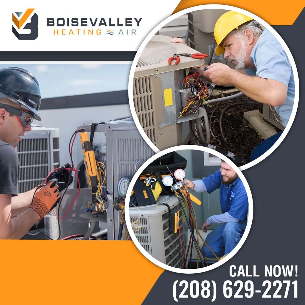 Homeowner discussing HVAC service with technician
